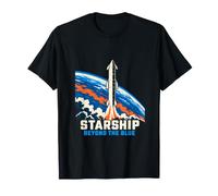 Starship Oltre Il Lancio del Razzo Blu Maglietta