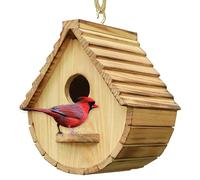 STARSWR Casetta per uccelli da esterno, casetta per uccelli da esterno, in legno naturale, capanna per uccelli Bluebird Finch Cardinals Hanger per la visualizzazione del giardino