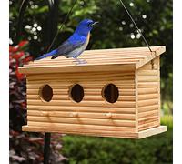 STARSWR Casetta per uccelli da esterno, casetta per uccelli da esterno per 3 famiglie di uccelli a 3 fori Bluebird Fringuello Cardinali da appendere