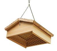 STARSWR Mangiatoia per uccelli a testa in giù, 25,4 x 25,4 cm, grande mangiatoia per uccelli da appendere, facile da pulire