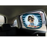 Coppia tendine laterali auto ventose incluse grafica orsetto 44x36 cm universali bambini protezione raggi solari