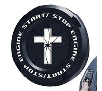 Start Button Cover - ABS 5x5x1.5cm Car Push Stickers | Crossing Pattern Motorcycle Ignition Buttons Cover, Interior Accessories Ring For Truck, SUV, Minivan Eep Your Kids Safe With This Elegant Push B