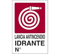 Start Cartello Lancia Antincendio Idrante N° Luoghi Pubblici 30CMx20CM