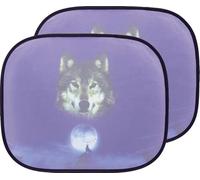 START Coppia Di Tendine Laterali Stick It Elettrostatiche Lupo Auto Bambino Oscuramento Vetri 44x36 cm