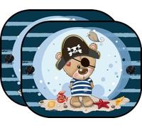 Coppia tendine laterali auto ventose incluse grafica orsetto 44x36 cm universali bambini protezione raggi solari