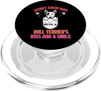 Start Each Day With A Bull Terrier Dog Kiss Smile Puppy PopSockets PopGrip per MagSafe