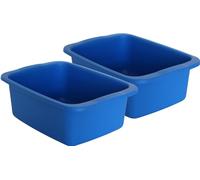 Kit 2 pezzi catino rettangolare blu. Bacinella in plastica di capacità 10L. Vaschetta multiuso misure 42 x 31 x 15,5 cm
