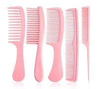 START MAKERS Set di 5 pettini per capelli, pettine da barbiere con manico a denti grossi, antistatico, pettine professionale da parrucchiere largo per uomini e donne (rosa)