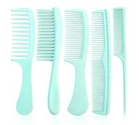 START MAKERS Set di 5 pettini per capelli, pettine da barbiere con manico, pettine antistatico a denti grossi professionale per uomini e donne (verde)