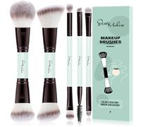 Start Makers Set di Pennelli Make Up Trucco 5 Pezzi con Fondotinta, Cipria, Contour, Fard e Ombretti - Pennelli Doppi Vegani, Ideale per Viaggio con Scatola Regalo (Azzurro Chiaro)