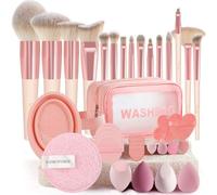 Start Makers Set Pennelli Trucco 36 Pezzi Professionale, Kit Trucco Completo con Spugnette, Cuscinetti, Borsetta e Accessori per Viso e Occhi