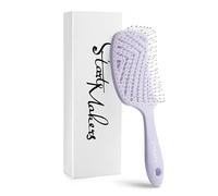 START MAKERS Spazzola districante professionale ventilata per capelli ricci spessi lisci bagnati e asciutti da donna spazzola districante curva larga viola lavanda