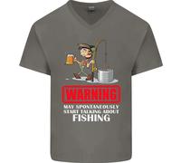 Start Talking About Pesca Divertente Pescatore Uomo Scollo A V Cotone T-Shirt