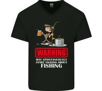 Start Talking About Pesca Divertente Pescatore Uomo Scollo A V Cotone T-Shirt