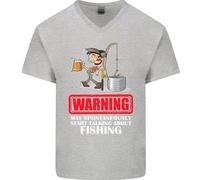 Start Talking About Pesca Divertente Pescatore Uomo Scollo A V Cotone T-Shirt