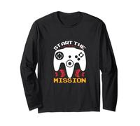 Start the Mission Funny Gaming Quotes Controller Gamer Maglia a Manica