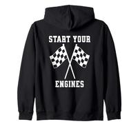 Start Your Engines Race Mom Bandiera a Scacchi Felpa con Cappuccio