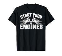 Start Your Engines Vintage Check Flag Race Car Costume Maglietta