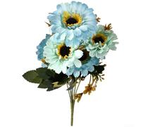 Startbuymore Gerbera artificiale a 7 steli, fiori di campo finti in stile Boho, margherite gerbere artificiali per matrimoni, decorazioni per matrimoni, feste, decorazione per la casa e la cucina (blu