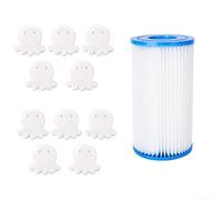 Startbuymore Il kit di spugne assorbenti per piscina include 10 spugne per la rimozione della schiuma più 1 cartuccia filtro riutilizzabile di tipo A C per piscine fuori terra (B)