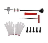 Startbuymore Kit di attrezzi di ricambio per valvola pneumatica, 13 pezzi, con estrattore per stelo della valvola, gancio a T, tubo di installazione conico e valvola a 4 vie, per auto e ATV