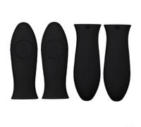 Startbuymore Set di 4 manicotti in silicone resistenti al calore per padelle e pentole da cucina (nero)