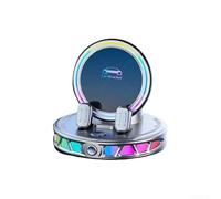 Startbuymore Supporto per auto con luce ambientale RGB e ricarica wireless da 15 W con bloccaggio automatico per un'ampia compatibilità del dispositivo (argento)