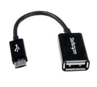 StarTech Adattatore Host OTG Micro-USB a USB-A 12cm M/F, Nero (UUSBOTG) | Collega mouse, tastiere e chiavette USB allo smartphone, Connettore M/F