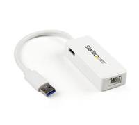 Startech.Com Adatattore USB 3.0 a Ethernet Gigabit Nic con Porta USB, Bianco