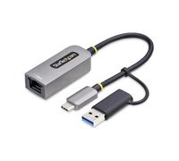 StarTech.com Adattatore da USB-C a Ethernet con dongle USB-A, 10/100/1000Mbps, USB GbE, Cavo Integrato da 15cm, LED di Stato
