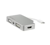 StarTech Adattatore USB-C a HDMI/mDP/VGA/DVI, 4K, Argento (CDPVGDVHDMDP) | Adattatore Multiporta per Monitor, Struttura in Alluminio