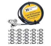 StarTech.com Lucchetto di sicurezza per notebook con chiave identica 2m, compatibile con Noble Wedge/Nano/K-Slot, 25 pezzi