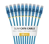 StarTech Cavo Ethernet CAT6 Slim da 1 m Blu, Confezione da 10, Snagless RJ45 LSZH, Cavo Patch di Rete Sottile 28AWG in Rame Puro