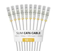 StarTech Cavo Ethernet CAT6 Slim da 1 m Grigio, Confezione da 10, Snagless RJ45 LSZH, Cavo Patch di Rete Sottile 28AWG in Rame Puro