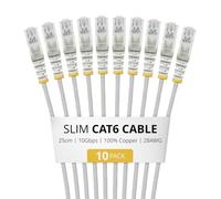 StarTech Cavo Ethernet CAT6 Slim da 25 cm Grigio, Confezione da 10, Snagless RJ45 LSZH, Cavo Patch di Rete Sottile 28AWG in Rame Puro
