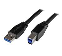 StarTech Cavo USB 5Gbps Attivo da 5m, USB-A a USB-B, M/M (USB3SAB5M) | Amplificatore di Segnale Integrato, Ideale per Lunghe Distanze