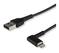 StarTech.com Cavo da USB-A a Lightening da 1m durevole - nero ad angolo retto a 90° in fribra aramidica - Robusto e resistente cavo di alimentazione/sincronizzazione da USB tipo A a Lightening con certificazione Apple MFi per iPad/iPhone 12