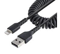 StarTech.com Cavo Lightning a USB-A da 1m Certificato MFi, Cavetto iPhone Spiralato di Ricarica/Alimentazione, Resistente Cavo