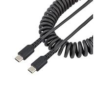 StarTech Cavo USB-C a USB-C 50cm, a Spirale, 3A, Fibra Aramidica, Nero