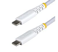 StarTech.com Cavo di Ricarica USB-C Bianco da 2m, 60W (3A) PD, Guaina con Doppio Strato in Nylon/TPE, Robusto Cavetto USB 2.0