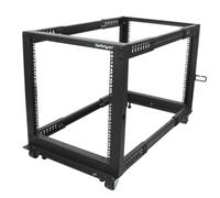 StarTech.com 12U 4-Post Mobile Server Rack, 19 4-Post Network Rack con rotelle, Rack rotante con profondità regolabile per PC/AV/Dati/Computer - Rotelle, piedini di livellamento o montaggio a paviment