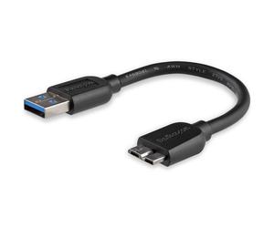 StarTech.com 15cm 6in Short Slim USB 3.0 A to Micro B Cable M/M - Mobile Charge