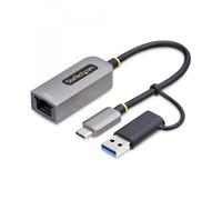 StarTech.com Adattatore da USB-C a Ethernet con dongle USB-A, 10/100/1000Mbps, adattatore di rete da USB 3.0 a Gigabit Ethernet, cavo collegato 6in/15cm, adattatore USB GbE