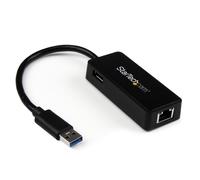StarTech.com Adattatore USB 3.0 a Ethernet Gigabit (RJ45) - Scheda di rete NIC esterna con porta USB integrata - Nero
