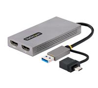 StarTech.com Adattatore USB 3.0 a HDMI, Scheda Video Esterna USB 3.0 a Doppio HDMI 1x 4K30Hz/1x 1080p, Cavo da 11cm integrato