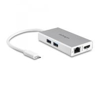 StarTech.com Adattatore USB-C Multiporta - Docking Station da viaggio USB-C con HDMI 4K - 60W Alimentazione Pass-Through, GbE, Hub USB-A 3.0 - Mini USB Type-C Dock per Laptop - Bianco (USB C MULTIPOR