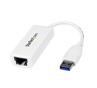 StarTech.com Adattatore USB Ethernet Gigabit (RJ45), Dongle USB 3.0 a RJ45 for Laptop/PC, Convertitore USB-A a Ethernet 10/100/1000 Mbps, Adattatore di rete alimentato via USB, Bianco (USB31000SW)