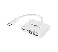 StarTech.com Adattatore Video da USB C a DVI Power Delivery, Convertitore Video da USB Type-C a DVI-D Single Link 1080p, PD 60W Pass-Through, Compatibile Thunderbolt 3, Bianco (CDP2DVIUCPW)