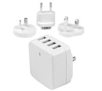 Startech.Com Caricatore da Parete a 4 Porte USB con Spine Internazionaili, 34W/6.8A, Bianco