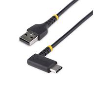 StarTech.com Cavo da USB-A a USB-C a 90° da 1m - Cavetto di Ricarica Veloce USB Tipo C per uso intensivo - Cavo Dati da USB 2.0 Type-A a Type-C in Fibra Aramidica - 3A - Nero (R2ACR-1M-USB-CABLE)